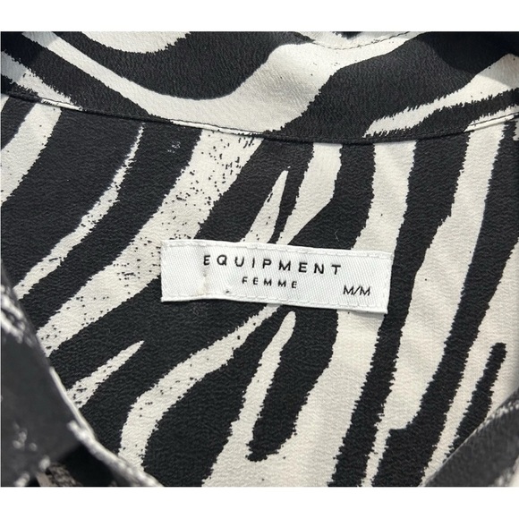 Equipment Femme Tegan Midi Shirt Dress Size M Zebra Print Sleeveless Silk - Picture 5 of 7